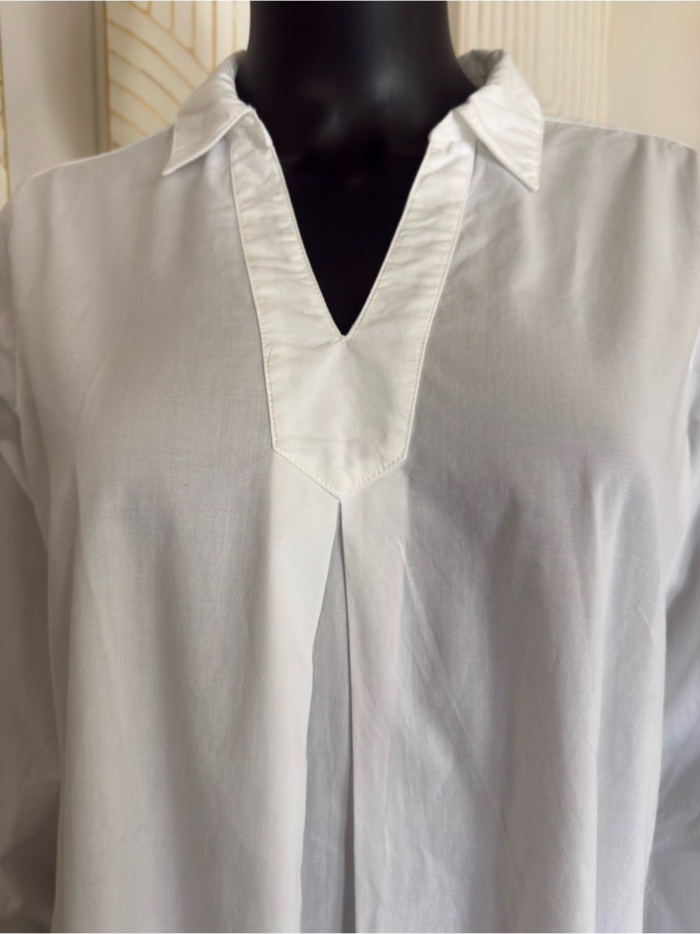 Garnet Hill Organic Pima Cotton Tunic
Blouse Small White Long Sleeve Popover - Picture 6 of 10